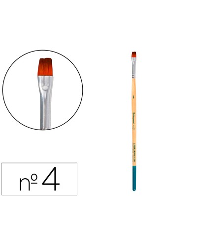 Pincel para pintura acrilica y acuarela liderpapel n 4 punta plana de pelo sintetico certificado fsc