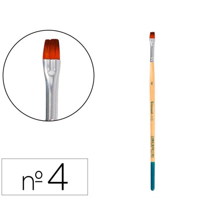 Pincel para pintura acrilica y acuarela liderpapel n 4 punta plana de pelo sintetico certificado fsc