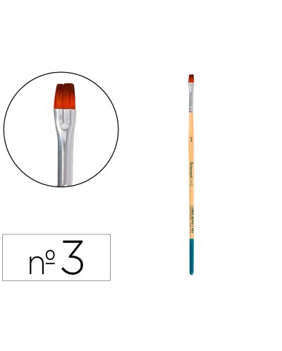 Pincel para pintura acrilica y acuarela liderpapel n 3 punta plana de pelo sintetico certificado fsc
