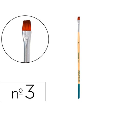Pincel para pintura acrilica y acuarela liderpapel n 3 punta plana de pelo sintetico certificado fsc