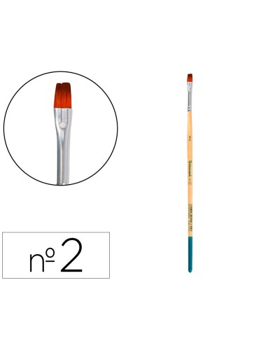 Pincel para pintura acrilica y acuarela liderpapel n 2 punta plana de pelo sintetico certificado fsc