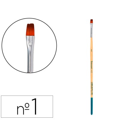Pincel para pintura acrilica y acuarela liderpapel n 1 punta plana de pelo sintetico certificado fsc