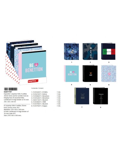 Expositor carpetas carton folio 4 anillas safta lomo ancho 340x290x340 mm