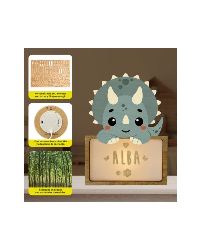 Lampara vintiun personalizable little dino triceratops