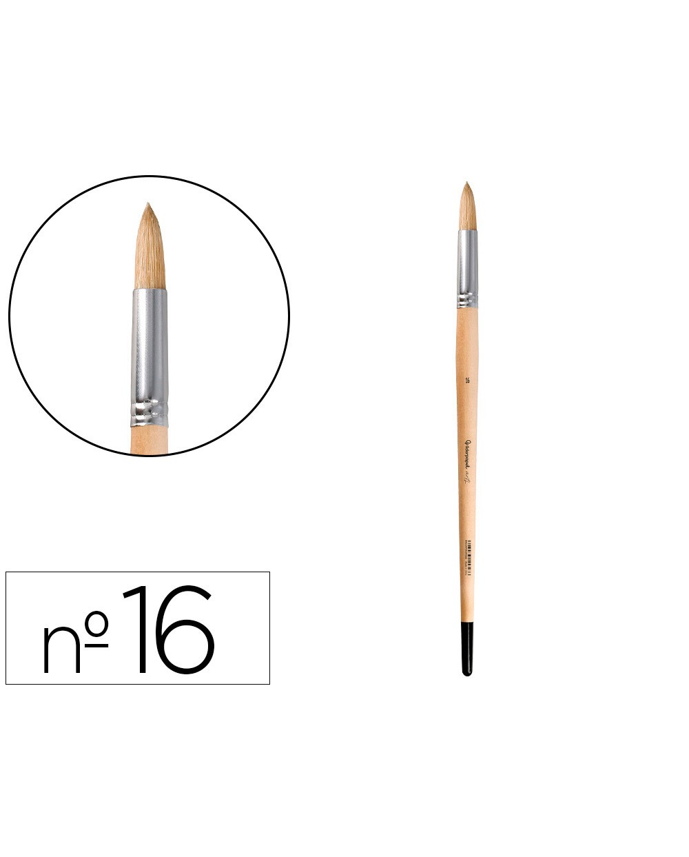 Pincel para pintura al oleo y acrilica liderpapel n 16 punta redonda de pelo de cerda certificado fsc