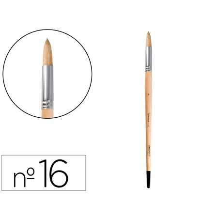 Pincel para pintura al oleo y acrilica liderpapel n 16 punta redonda de pelo de cerda certificado fsc