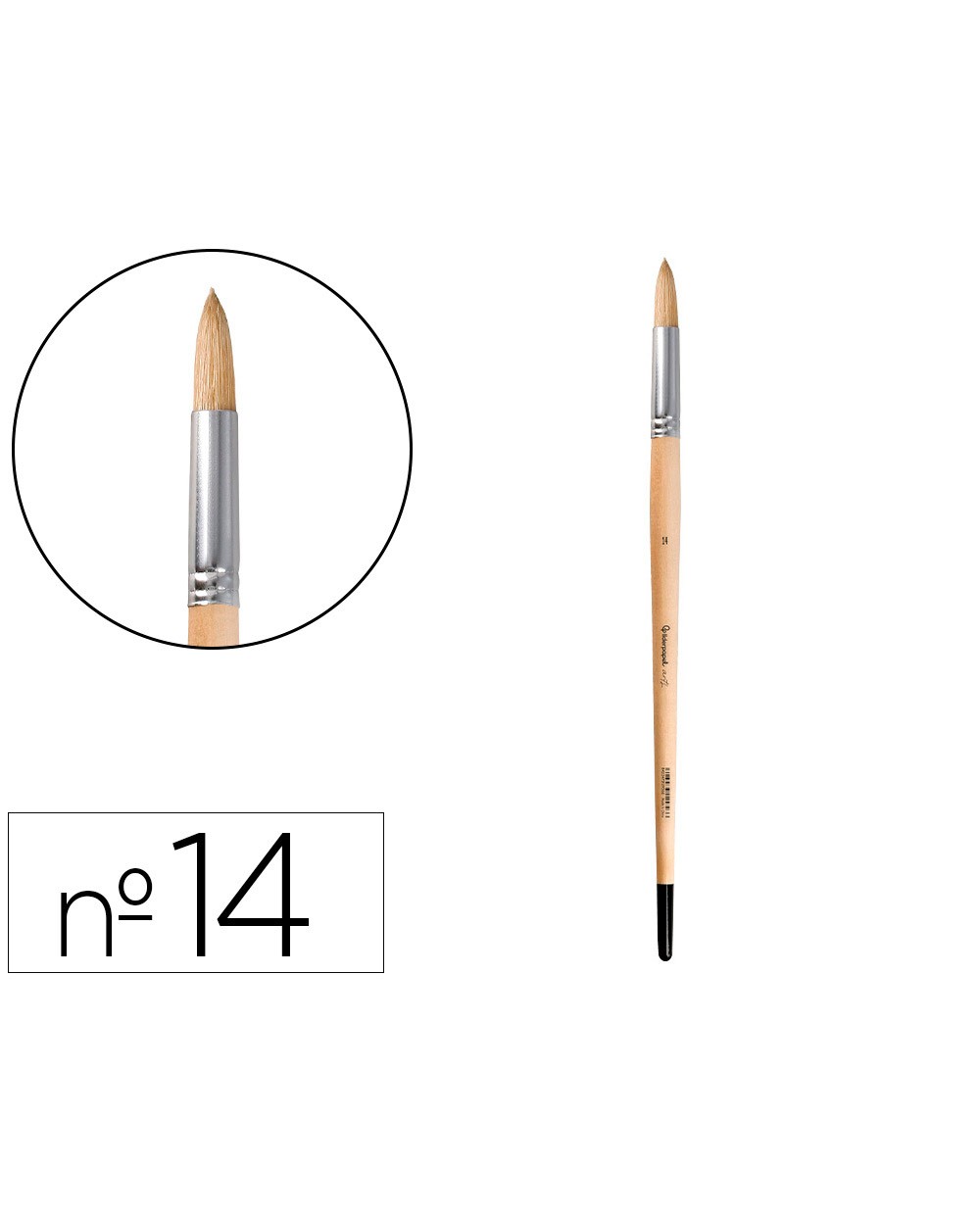 Pincel para pintura al oleo y acrilica liderpapel n 14 punta redonda de pelo de cerda certificado fsc
