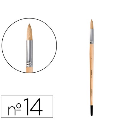 Pincel para pintura al oleo y acrilica liderpapel n 14 punta redonda de pelo de cerda certificado fsc