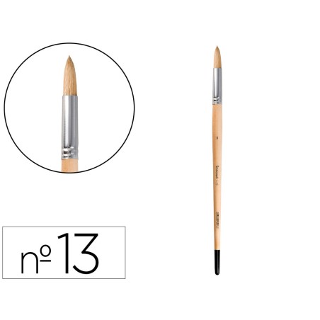 Pincel para pintura al oleo y acrilica liderpapel n 13 punta redonda de pelo de cerda certificado fsc