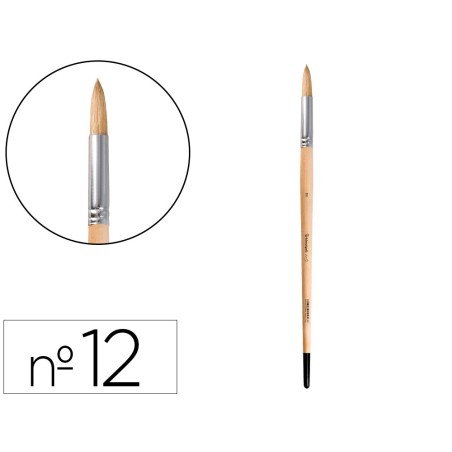 Pincel para pintura al oleo y acrilica liderpapel n 12 punta redonda de pelo de cerda certificado fsc