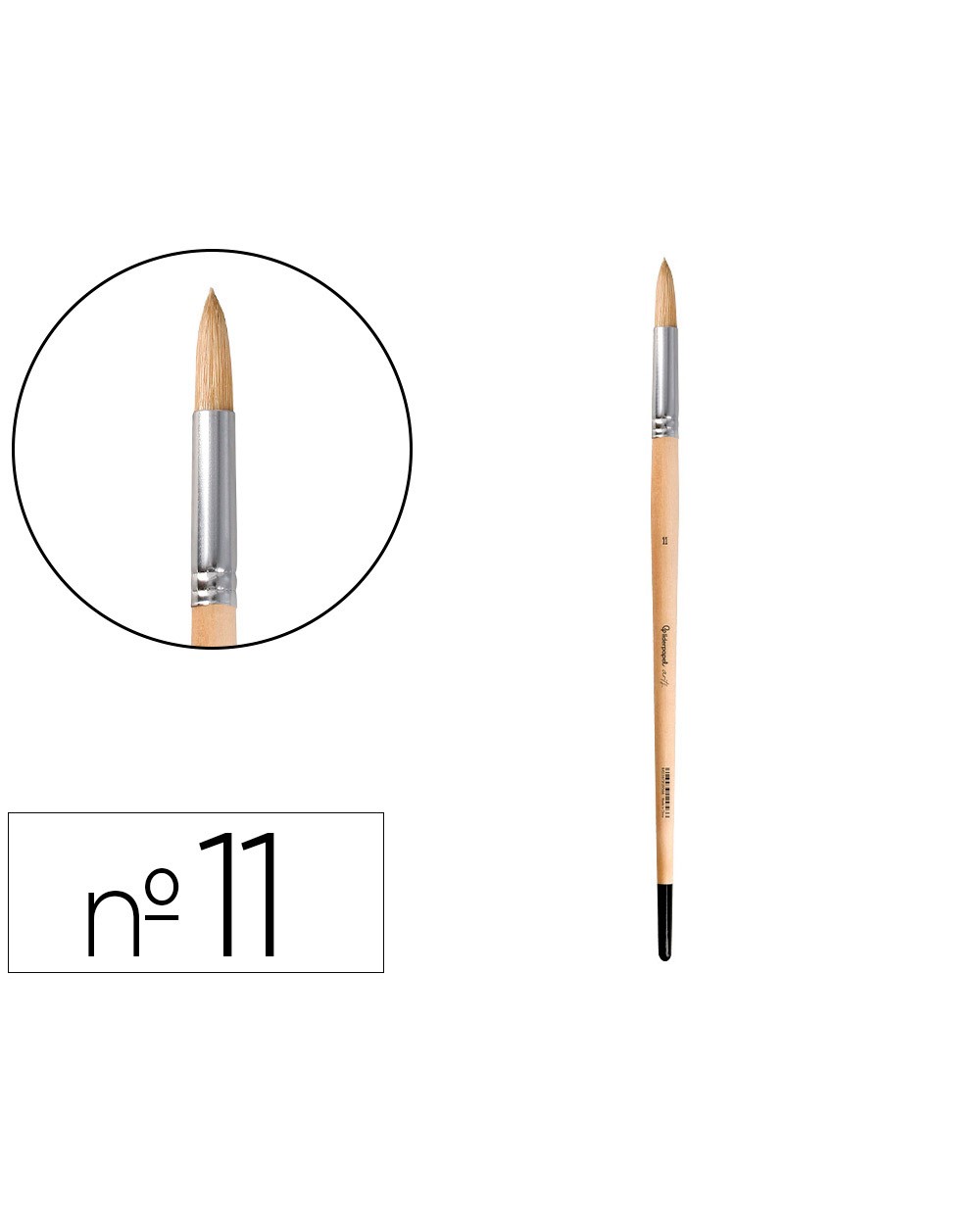 Pincel para pintura al oleo y acrilica liderpapel n 11 punta redonda de pelo de cerda certificado fsc
