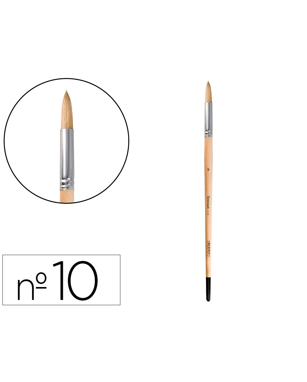 Pincel para pintura al oleo y acrilica liderpapel n 10 punta redonda de pelo de cerda certificado fsc