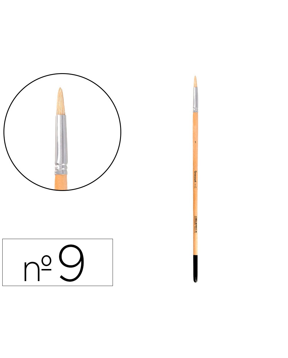 Pincel para pintura al oleo y acrilica liderpapel n 9 punta redonda de pelo de cerda certificado fsc