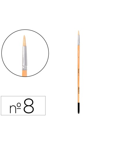 Pincel para pintura al oleo y acrilica liderpapel n 8 punta redonda de pelo de cerda certificado fsc