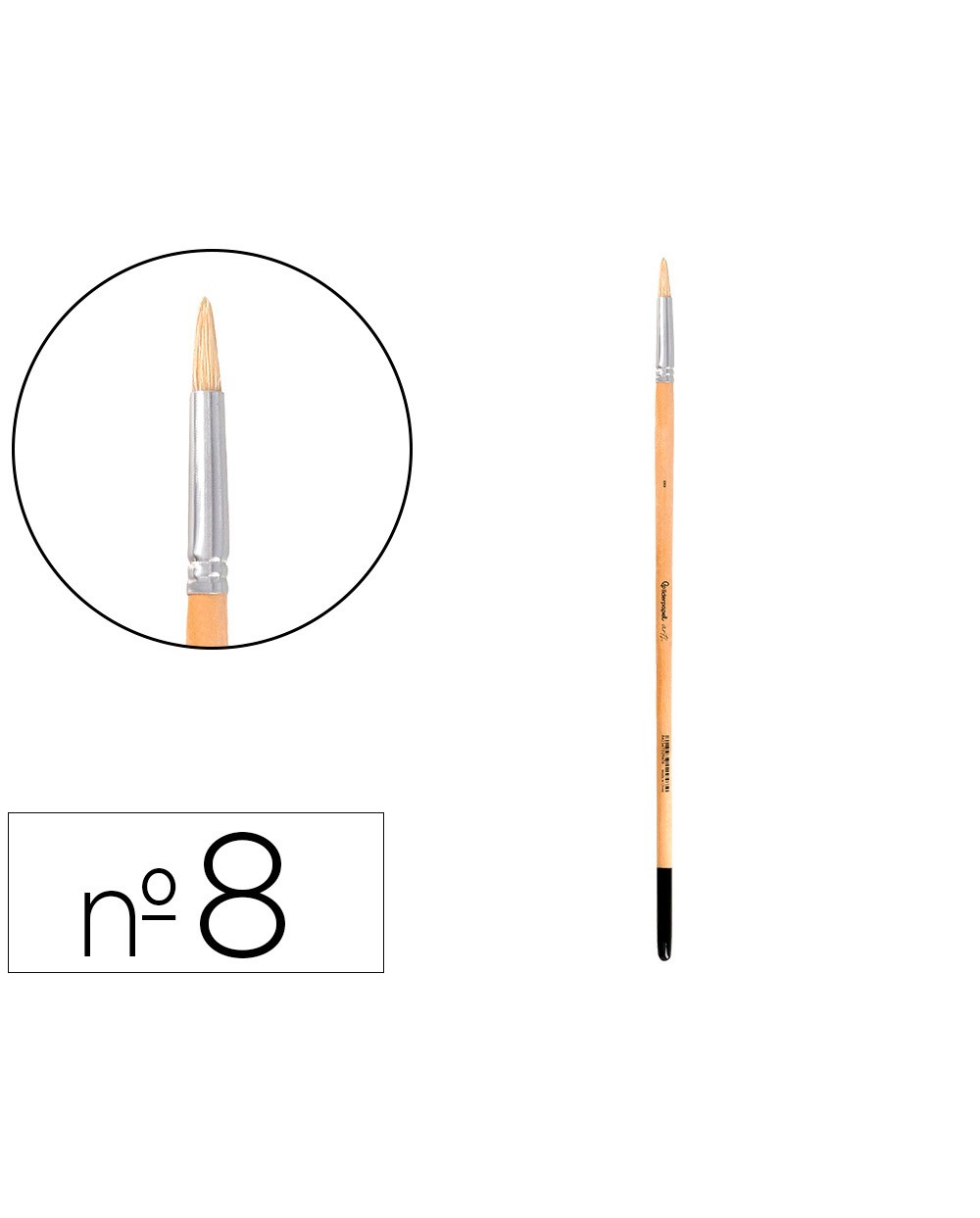 Pincel para pintura al oleo y acrilica liderpapel n 8 punta redonda de pelo de cerda certificado fsc