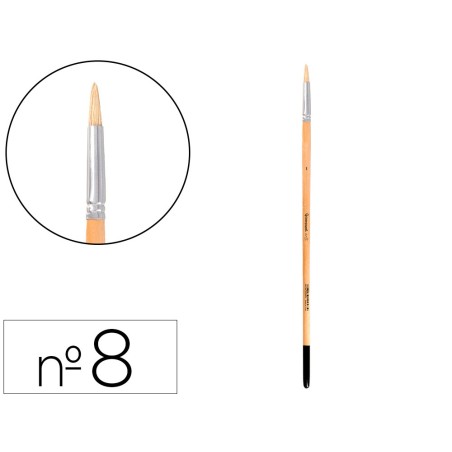 Pincel para pintura al oleo y acrilica liderpapel n 8 punta redonda de pelo de cerda certificado fsc