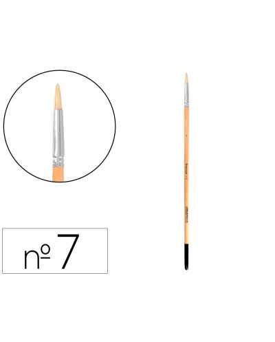 Pincel para pintura al oleo y acrilica liderpapel n 7 punta redonda de pelo de cerda certificado fsc