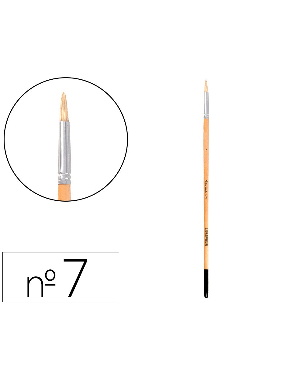 Pincel para pintura al oleo y acrilica liderpapel n 7 punta redonda de pelo de cerda certificado fsc