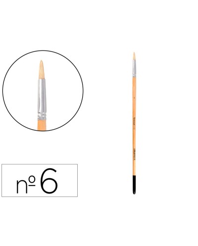 Pincel para pintura al oleo y acrilica liderpapel n 6 punta redonda de pelo de cerda certificado fsc