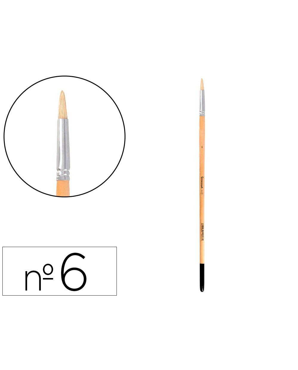 Pincel para pintura al oleo y acrilica liderpapel n 6 punta redonda de pelo de cerda certificado fsc