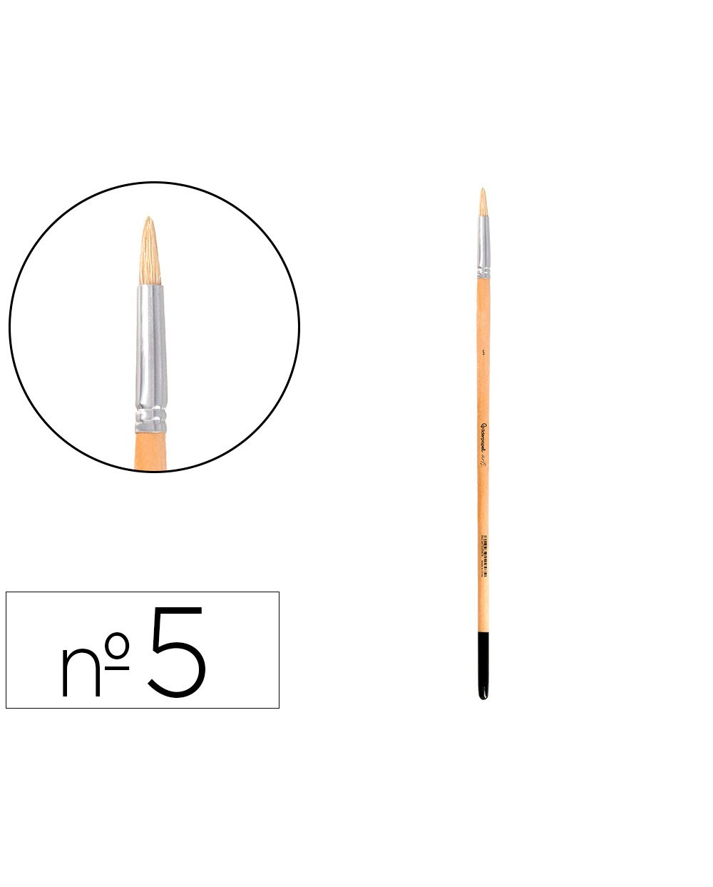 Pincel para pintura al oleo y acrilica liderpapel n 5 punta redonda de pelo de cerda certificado fsc