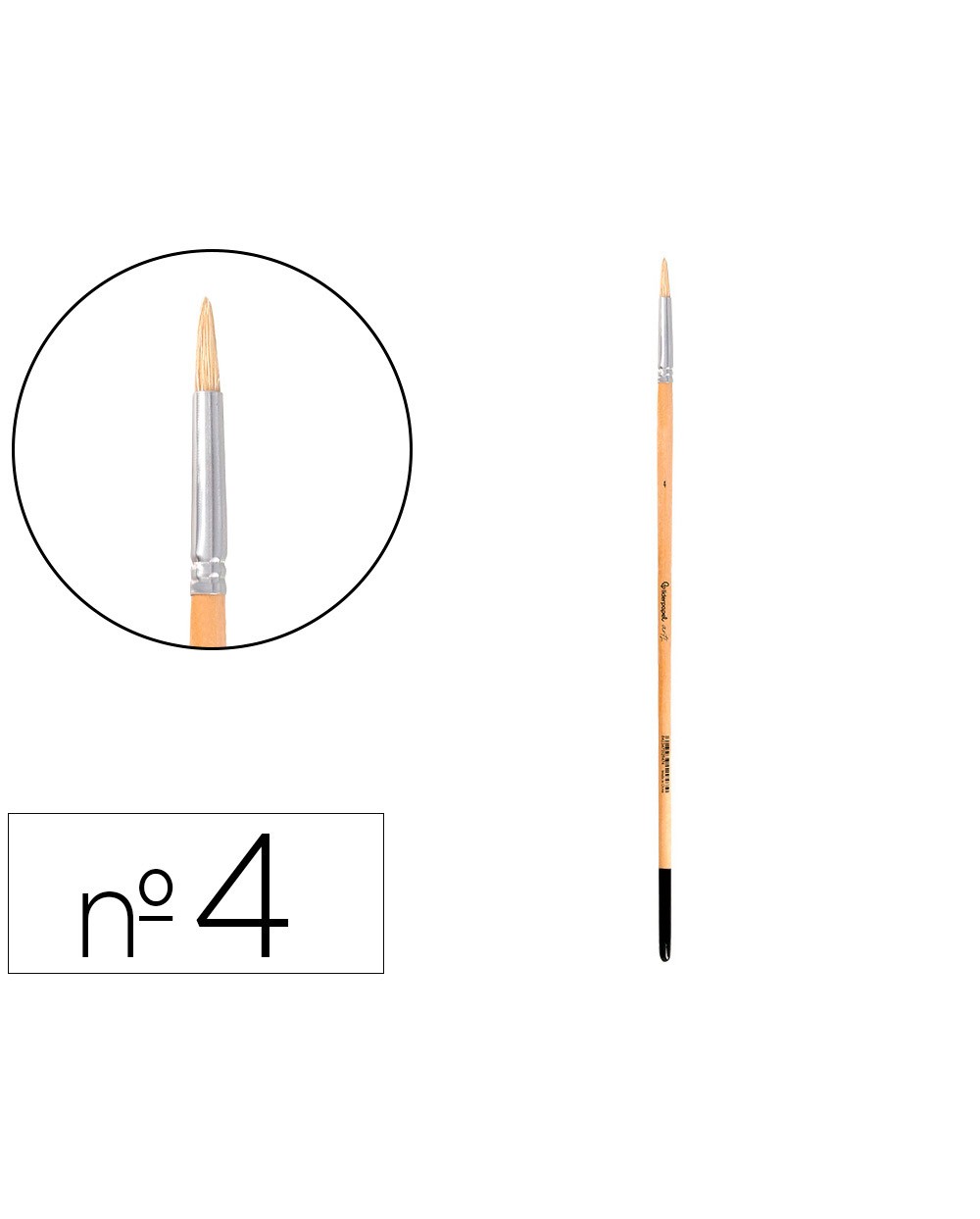 Pincel para pintura al oleo y acrilica liderpapel n 4 punta redonda de pelo de cerda certificado fsc