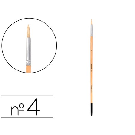 Pincel para pintura al oleo y acrilica liderpapel n 4 punta redonda de pelo de cerda certificado fsc