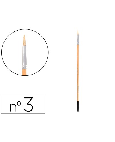 Pincel para pintura al oleo y acrilica liderpapel n 3 punta redonda de pelo de cerda certificado fsc