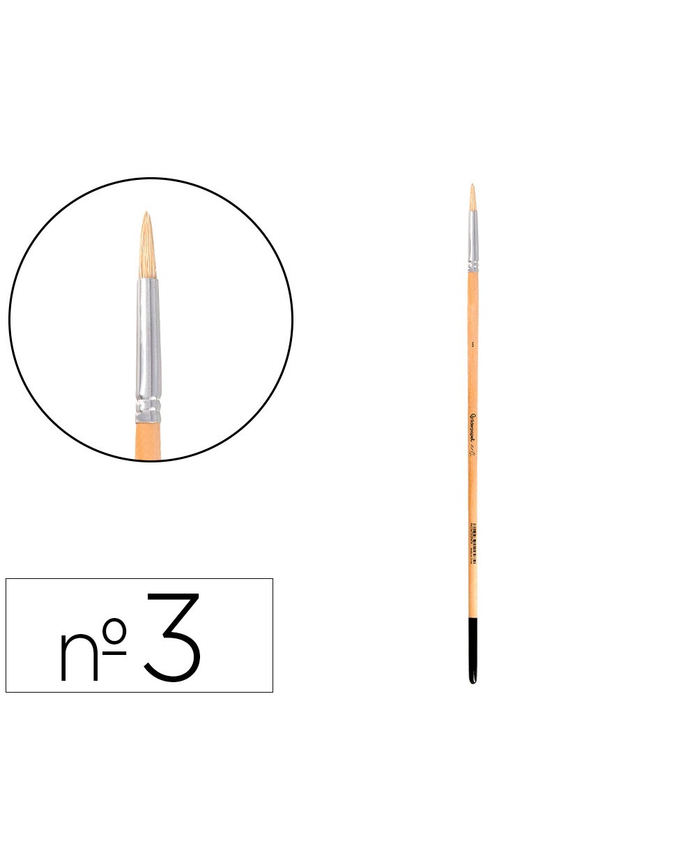 Pincel para pintura al oleo y acrilica liderpapel n 3 punta redonda de pelo de cerda certificado fsc
