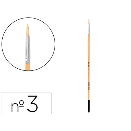 Pincel para pintura al oleo y acrilica liderpapel n 3 punta redonda de pelo de cerda certificado fsc