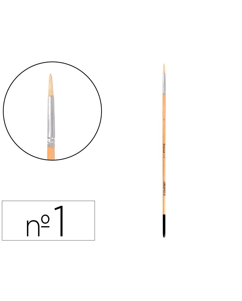 Pincel para pintura al oleo y acrilica liderpapel n 1 punta redonda de pelo de cerda certificado fsc