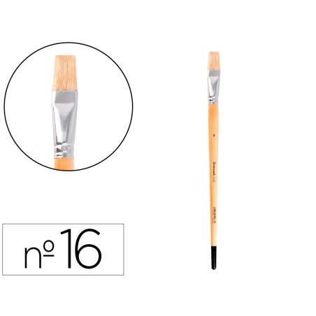 Pincel para pintura al oleo y acrilica liderpapel n 16 punta plana de pelo de cerda certificado fsc