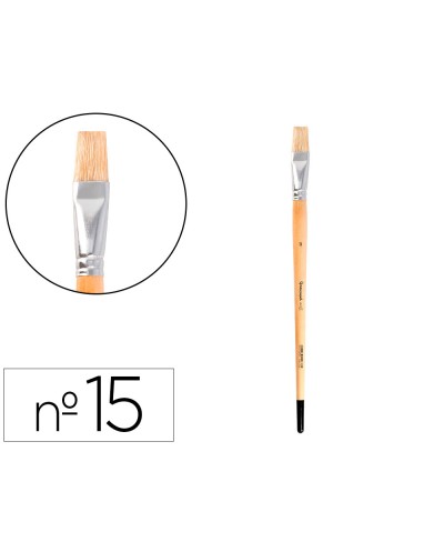 Pincel para pintura al oleo y acrilica liderpapel n 15 punta plana de pelo de cerda certificado fsc