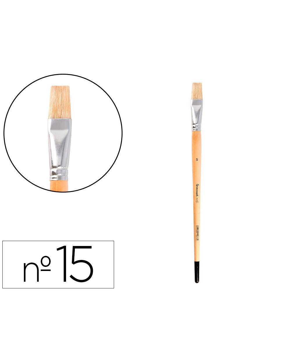 Pincel para pintura al oleo y acrilica liderpapel n 15 punta plana de pelo de cerda certificado fsc
