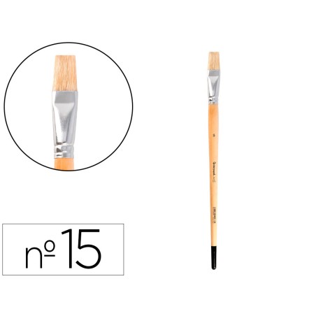 Pincel para pintura al oleo y acrilica liderpapel n 15 punta plana de pelo de cerda certificado fsc