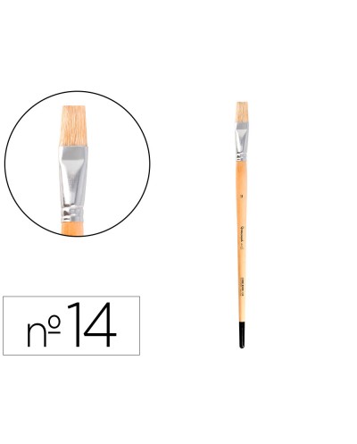 Pincel para pintura al oleo y acrilica liderpapel n 14 punta plana de pelo de cerda certificado fsc