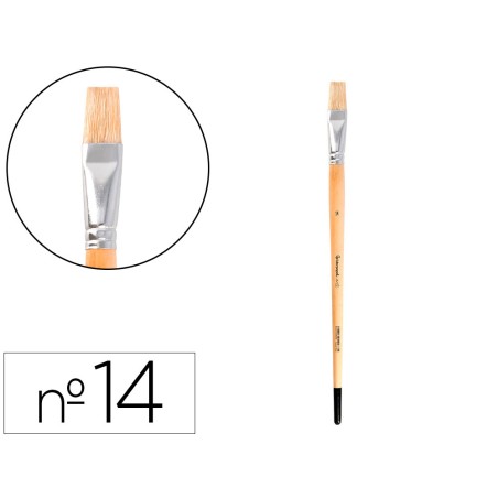 Pincel para pintura al oleo y acrilica liderpapel n 14 punta plana de pelo de cerda certificado fsc