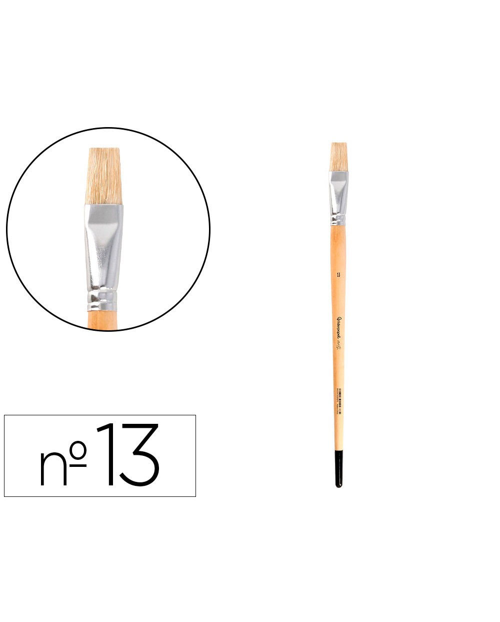 Pincel para pintura al oleo y acrilica liderpapel n 13 punta plana de pelo de cerda certificado fsc