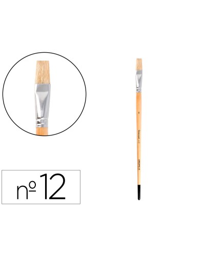 Pincel para pintura al oleo y acrilica liderpapel n 12 punta plana de pelo de cerda certificado fsc