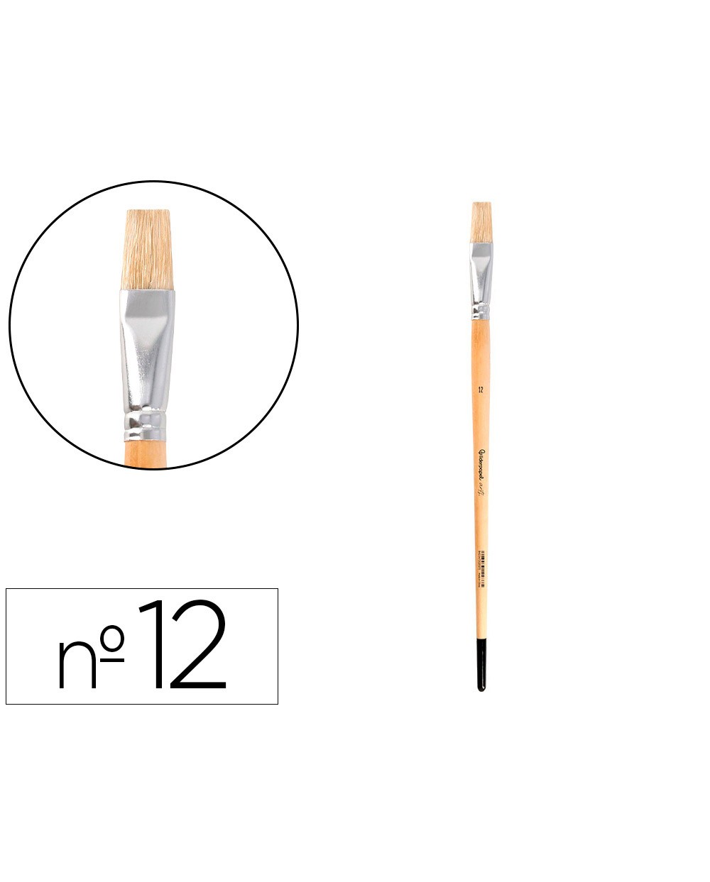 Pincel para pintura al oleo y acrilica liderpapel n 12 punta plana de pelo de cerda certificado fsc