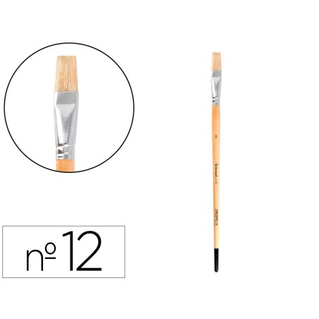 Pincel para pintura al oleo y acrilica liderpapel n 12 punta plana de pelo de cerda certificado fsc