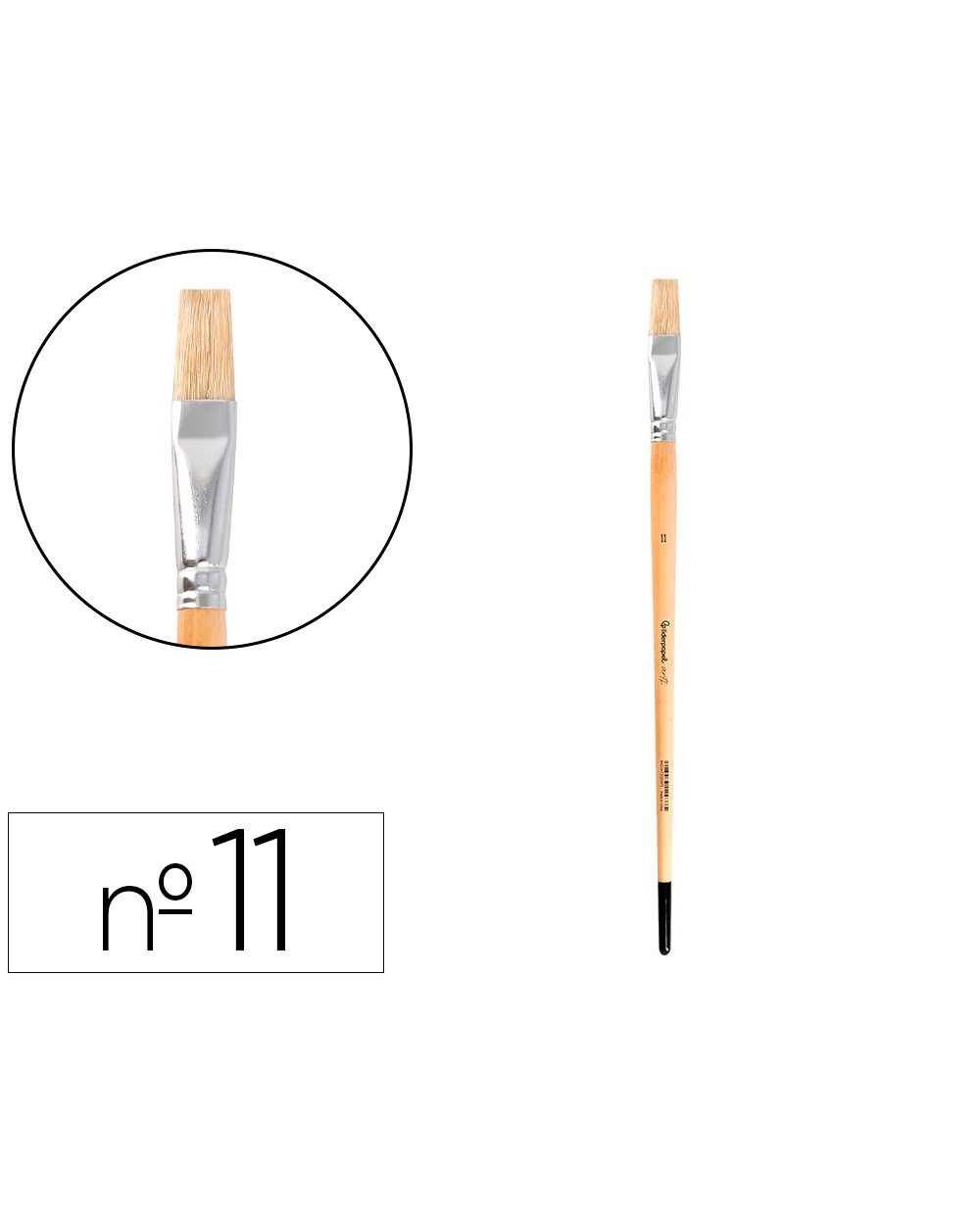 Pincel para pintura al oleo y acrilica liderpapel n 11 punta plana de pelo de cerda certificado fsc