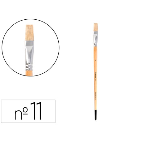 Pincel para pintura al oleo y acrilica liderpapel n 11 punta plana de pelo de cerda certificado fsc