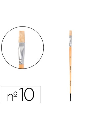 Pincel para pintura al oleo y acrilica liderpapel n 10 punta plana de pelo de cerda certificado fsc