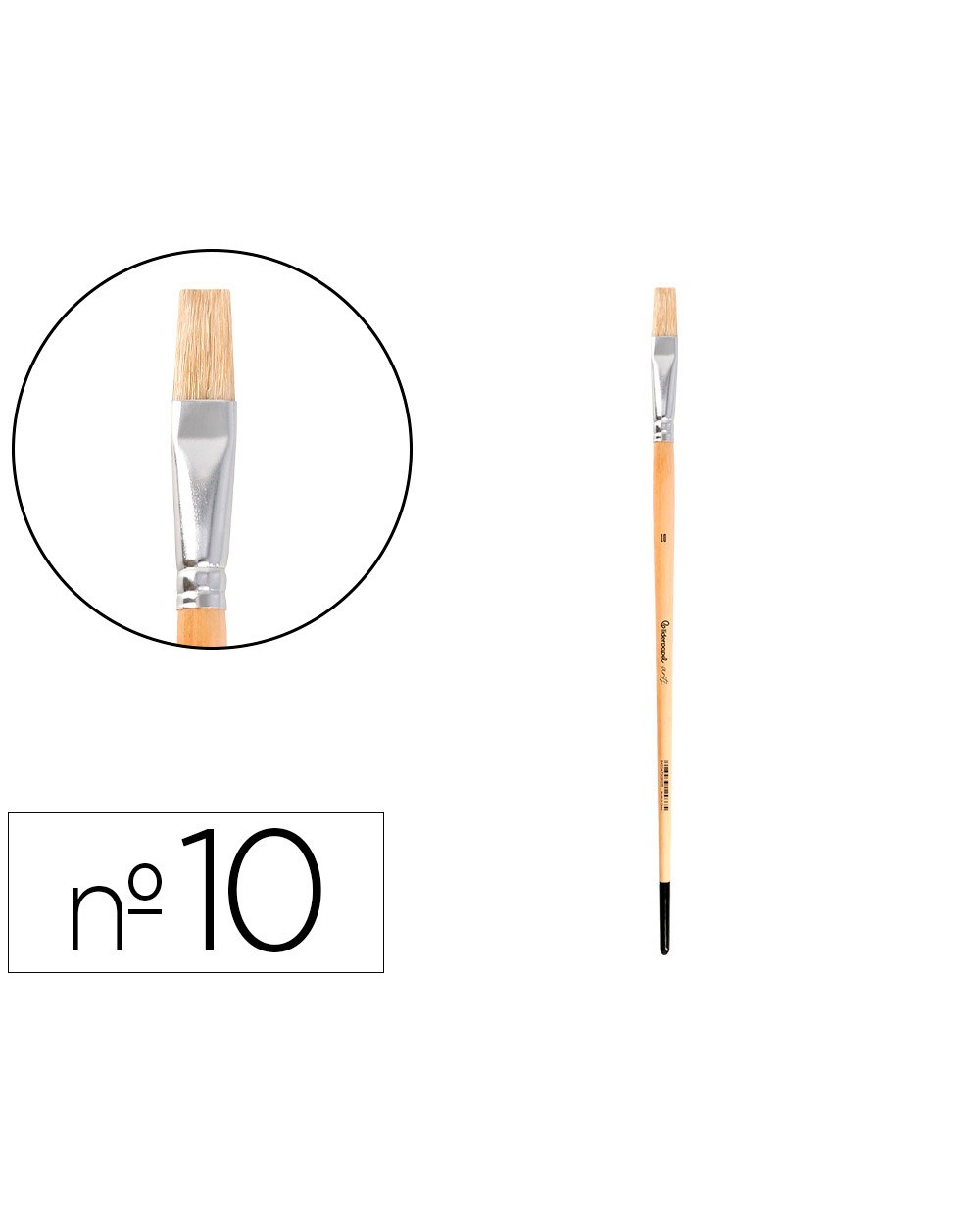 Pincel para pintura al oleo y acrilica liderpapel n 10 punta plana de pelo de cerda certificado fsc