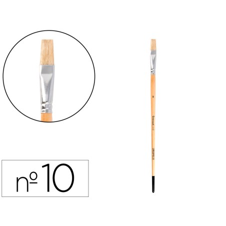 Pincel para pintura al oleo y acrilica liderpapel n 10 punta plana de pelo de cerda certificado fsc