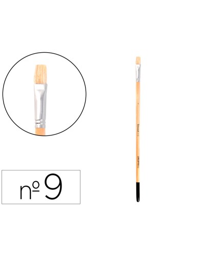 Pincel para pintura al oleo y acrilica liderpapel n 9 punta plana de pelo de cerda certificado fsc