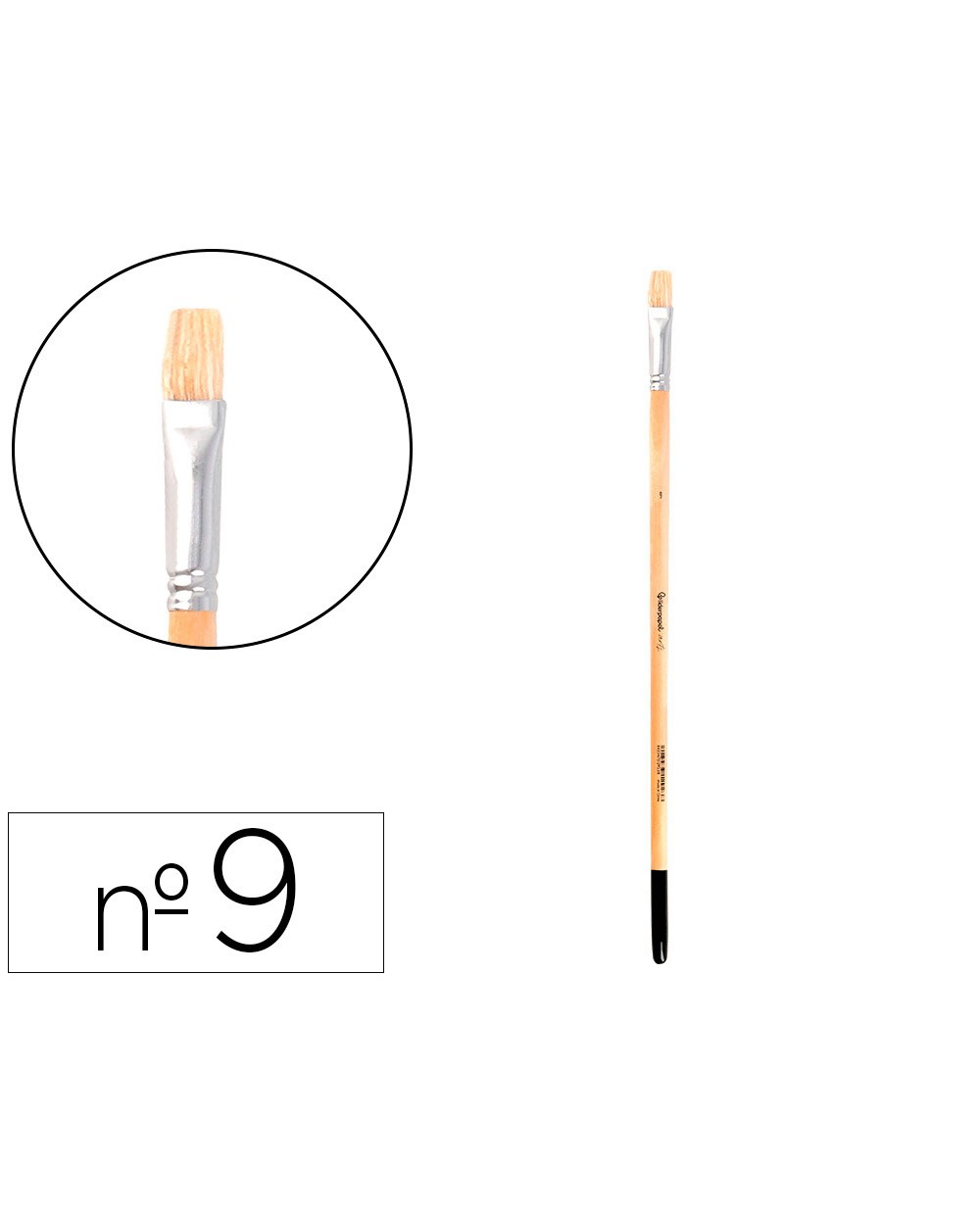 Pincel para pintura al oleo y acrilica liderpapel n 9 punta plana de pelo de cerda certificado fsc