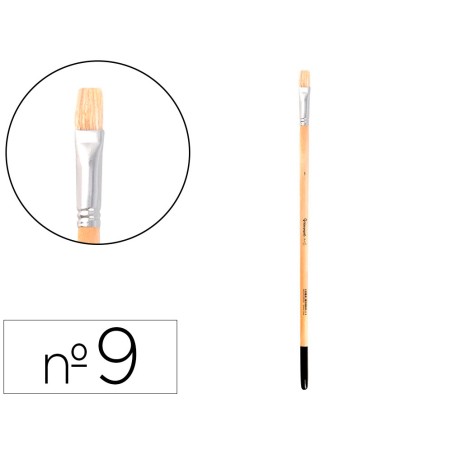Pincel para pintura al oleo y acrilica liderpapel n 9 punta plana de pelo de cerda certificado fsc