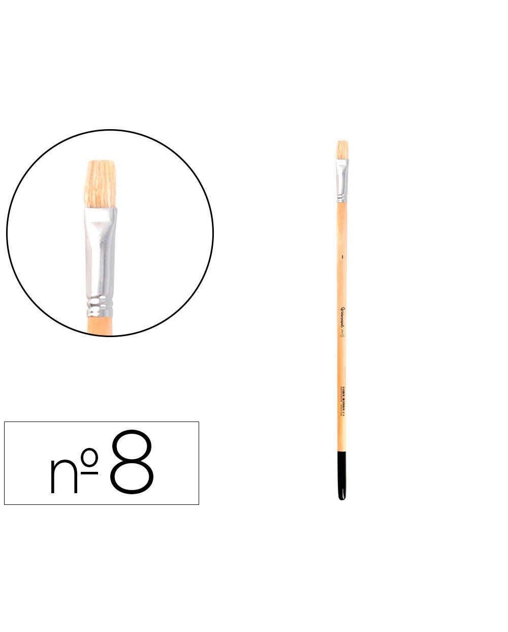 Pincel para pintura al oleo y acrilica liderpapel n 8 punta plana de pelo de cerda certificado fsc